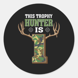 Sticker Rond 1 an Chasse 1er anniversaire fête Chasseur de cerf