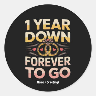 Sticker Rond 1 an écoulé, pour toujours 1er anniversaire de mar
