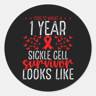 Sticker Rond 1 an Sickle Cell Survivante Ribbon Sickle Cell Awa