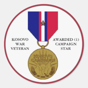 STICKER ROND 1 ÉTOILE DE CAMPAGNE KOSOVO WAR VETERAN
