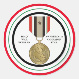STICKER ROND 1 ÉTOILE DE CAMPAGNE VÉTÉRAN DE GUERRE IRAK