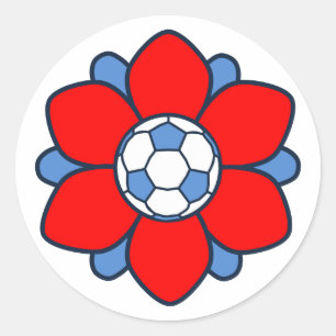 Sticker Rond 1 fille rouge du football impressionnante