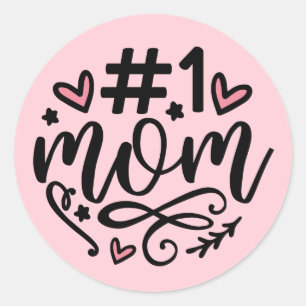 Sticker Rond #1 Maman Script Hearts Fête des mères