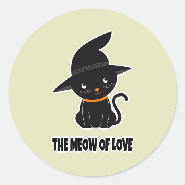 Sticker Rond 1.mignonne belle chatte noire miow amour (Devant)