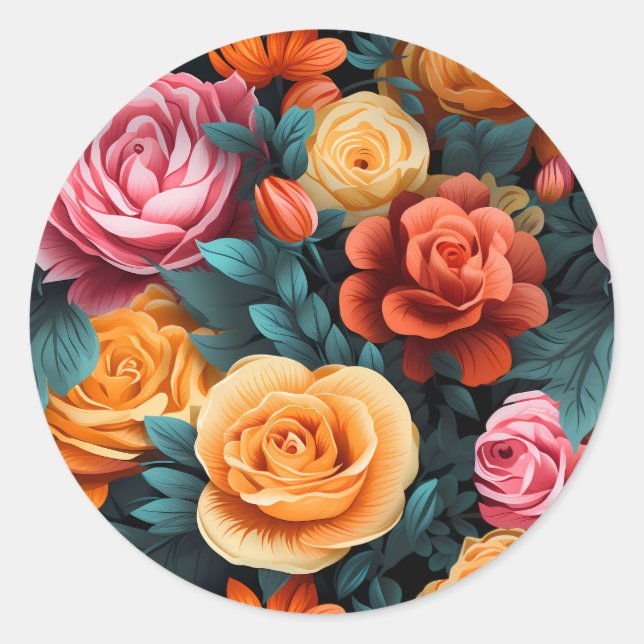 Sticker Rond #1 Motif floral (Devant)