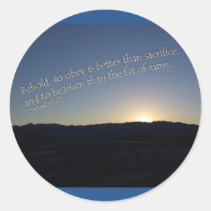 Sticker Rond 1 Samuel 15:22 Coucher du soleil