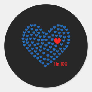 Sticker Rond 1 Sur 100 Sensibilisation Aux Maladies Cardiaques 