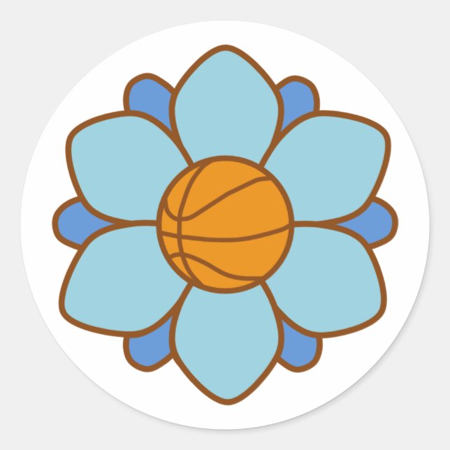 Sticker Rond 1Bleue fille de basket (Devant)