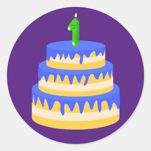 Sticker Rond 1er anniversaire Blue Cake (Devant)