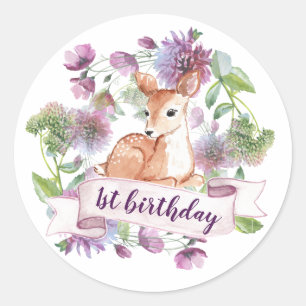 Sticker Rond 1er anniversaire cerf