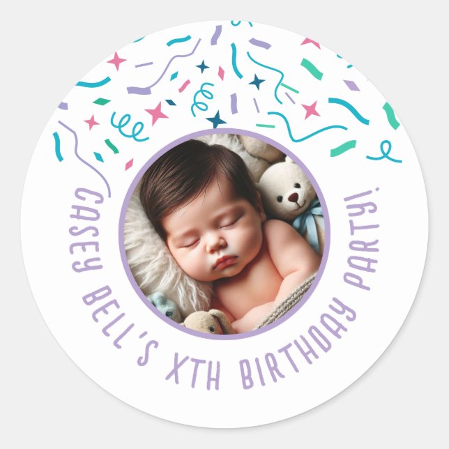 Sticker Rond 1er anniversaire de bébé Enfants Enfants Personnal (Devant)