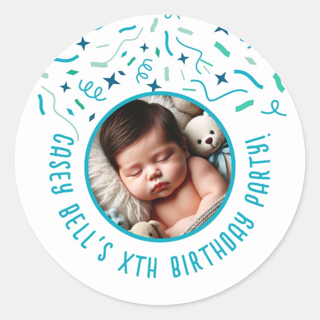 Sticker Rond 1er anniversaire de bébé Enfants Enfants Personnal (Devant)