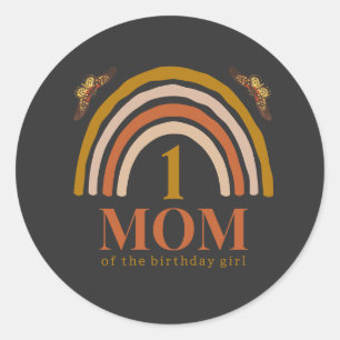 Sticker Rond 1er anniversaire de fille personnalisé maman