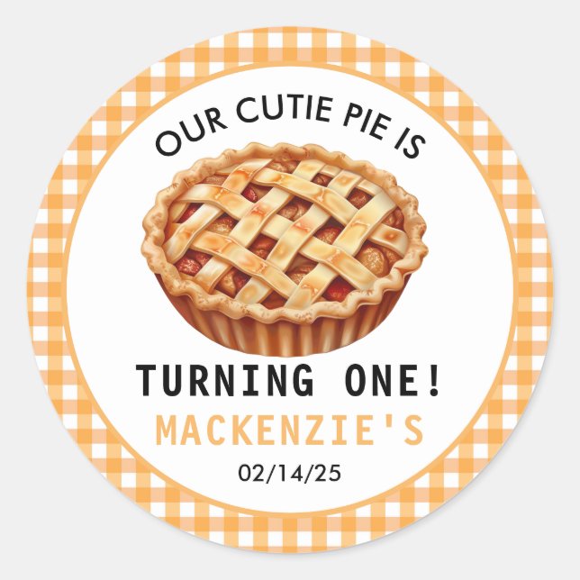 Sticker Rond 1er anniversaire de la Cutie Pie (Devant)