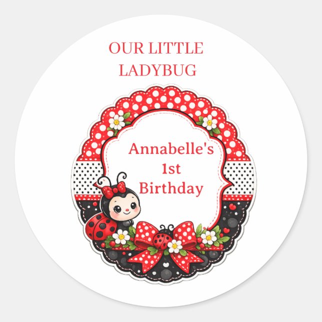 Sticker Rond 1er anniversaire de Little Ladybug (Devant)