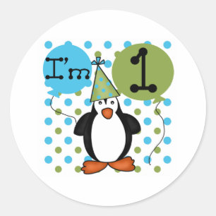 Sticker Rond 1er Anniversaire de Penguin