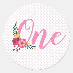 Sticker Rond 1er anniversaire du bébé rose pâle