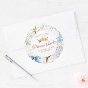 Sticker Rond 1er anniversaire Fairy Tale Princess Girl Birthday