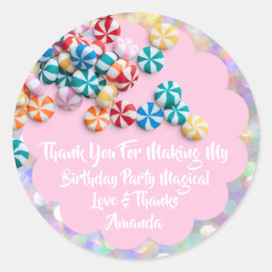 Sticker Rond 1er anniversaire Favoriser Baby shower Pink Jelly