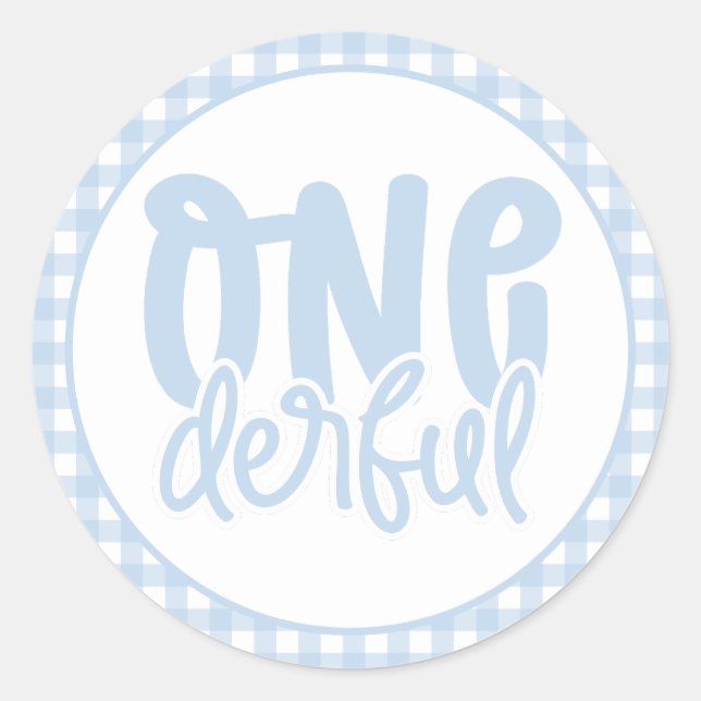 Sticker Rond 1er anniversaire fête mignonne Pastel Blue Onederf (Devant)
