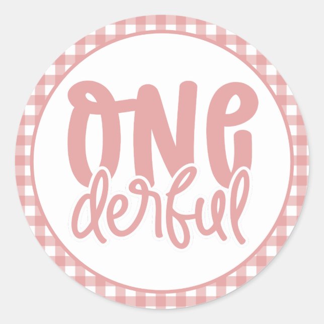 Sticker Rond 1er anniversaire fête mignonne Pastel rose Onederf (Devant)