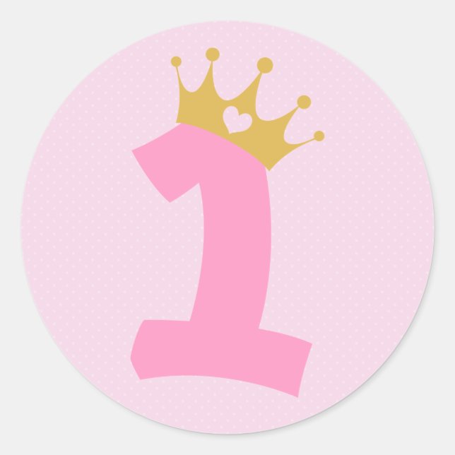 Sticker Rond 1er anniversaire Princesse Crown (Devant)