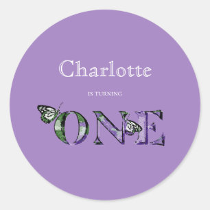 Sticker Rond 1er anniversaire Purple ONE