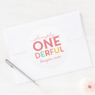 Sticker Rond 1er Anniversaire simple   Bande arc-en-ciel