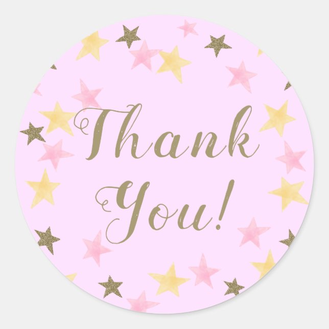 Sticker Rond 1er anniversaire Twinkle Little Star Rose Girl (Devant)