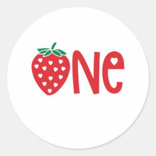 Sticker Rond 1er anniversaire Une fraise