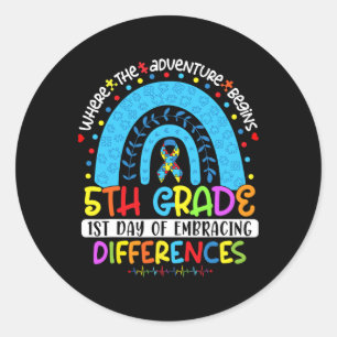 Sticker Rond 1er jour d'acceptation des différences 5e année d'