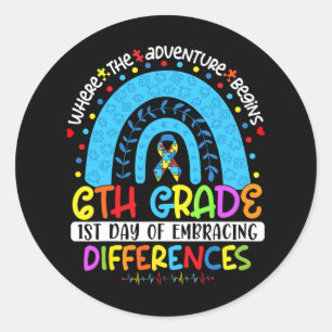 Sticker Rond 1er jour d'acceptation des différences 6 e année d