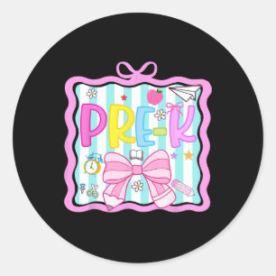 Sticker Rond 1Er Jour De Pré-Maternelle Préppy Retour À L'École