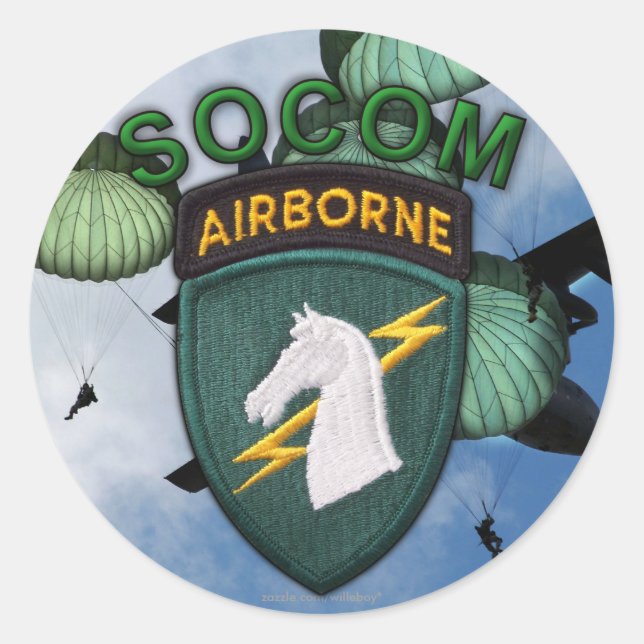 Sticker Rond 1er Opérations spéciales usacapoc commande vétéran (Devant)