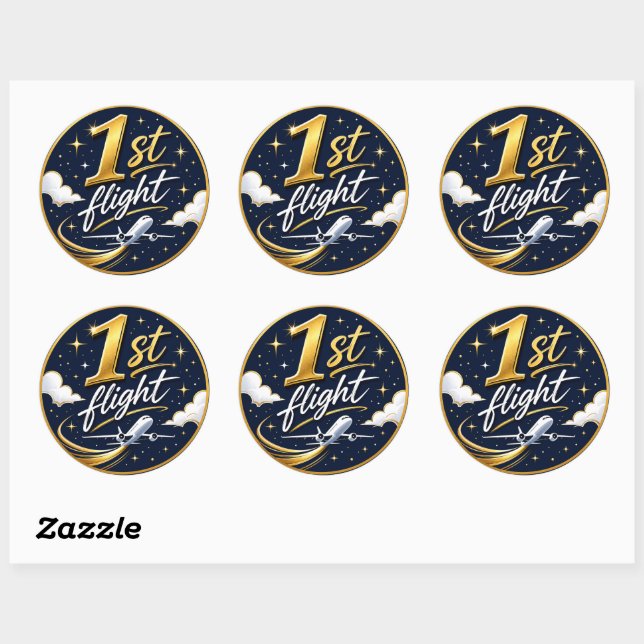 Sticker Rond 1er vol avion  (Feuille)