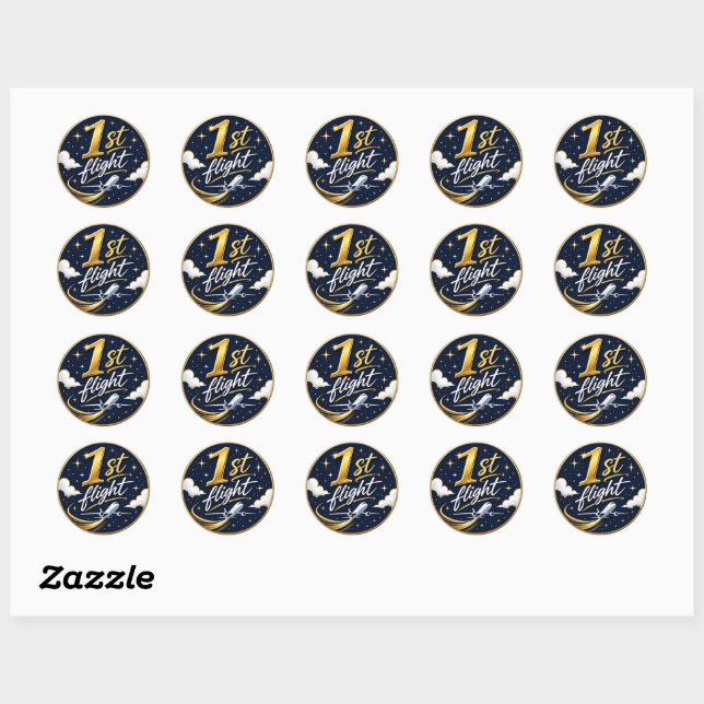 Sticker Rond 1er vol avion  (Feuille)