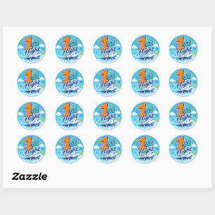 Sticker Rond 1er vol avion coloré souvenir