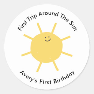 Sticker Rond 1er voyage autour du soleil 1er anniversaire fête
