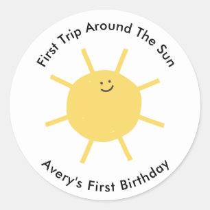 Sticker Rond 1er voyage autour du soleil 1er anniversaire fête