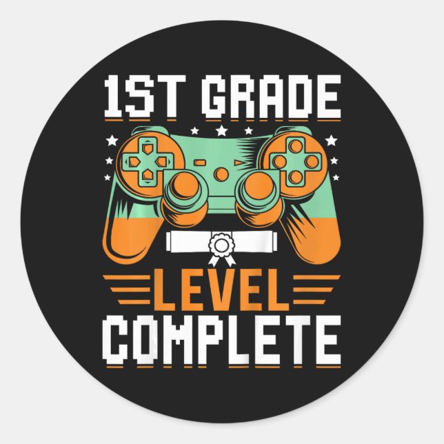 Sticker Rond 1ère année Niveau Complet Graduation Vidéo Jeu Con (Devant)
