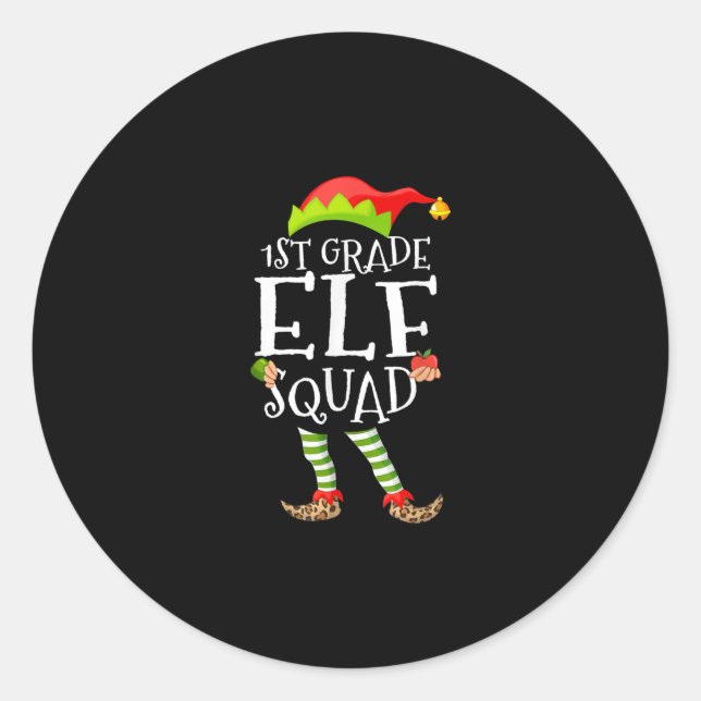 Sticker Rond 1ère classe Elf Squad Funny Enseignant élémentaire (Devant)