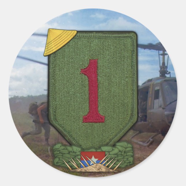 Sticker Rond 1ère division d'infanterie INF DIV timbre de guerr (Devant)