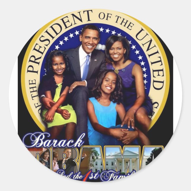 Sticker Rond 1ère famille Barack Obama (Devant)