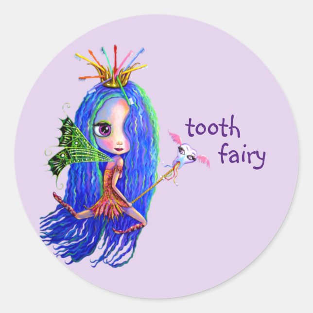 Sticker Rond 1ère visite de Tooth Fairy Crown Cute (Devant)
