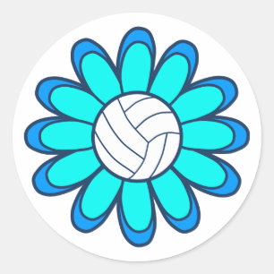Sticker Rond 1Fille de volley-ball Aqua