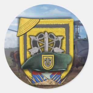 Sticker Rond 1re forces spéciales Green Berets flash nam Sticke