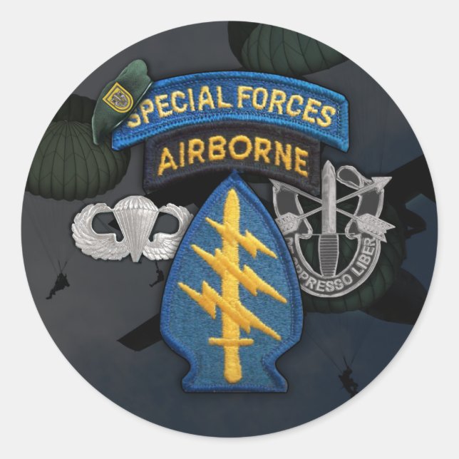 Sticker Rond 1re groupe des forces spéciales Green Berets Stick (Devant)