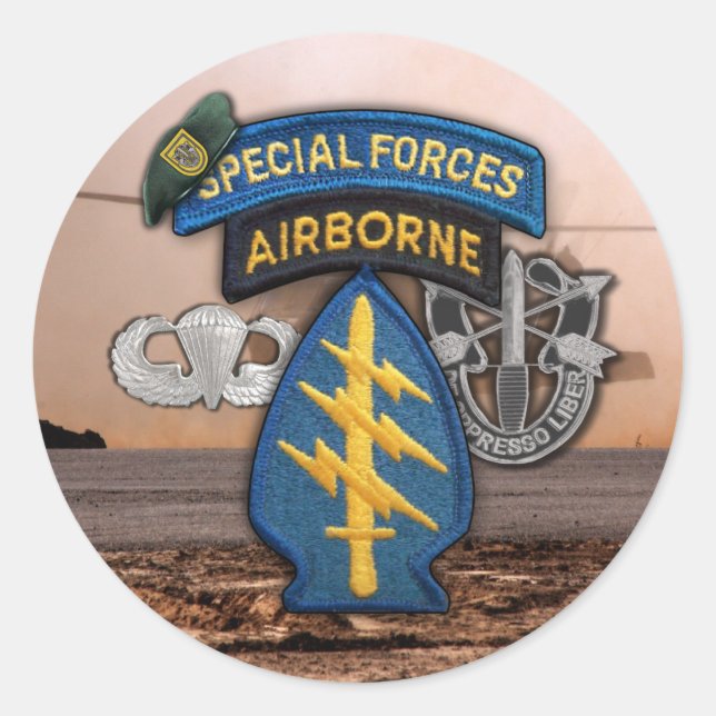 Sticker Rond 1re groupe des forces spéciales Green Berets Stick (Devant)