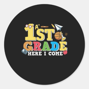 Sticker Rond 1st Grade Premier grade Here I Come
