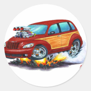Sticker Rond 2008-10 rouge foncé Woodie de croiseur de pinte